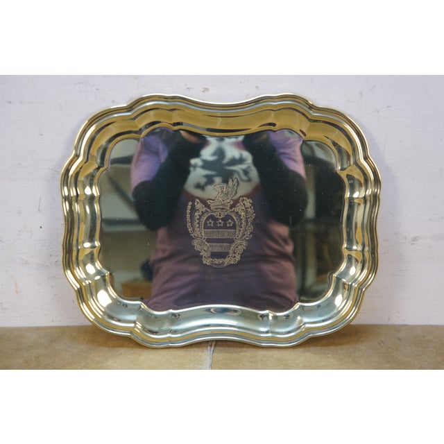 Mid 20th Century Mid 20th Century Baldwin Brass Mount Vernon Scalloped Tea Coffee Bar Serving Tray Platter 13" For Sale - Image 5 of 10