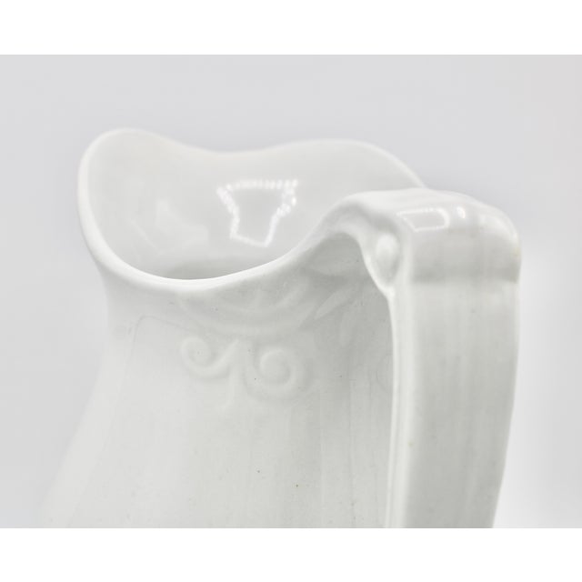 1950s Large Vintage English White Ironstone Pitcher For Sale - Image 5 of 10