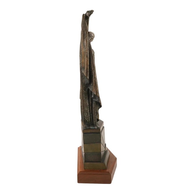 Art Deco Bronze 999 Silver Antinea Sculpture Attr Chiparus For Sale - Image 15 of 18