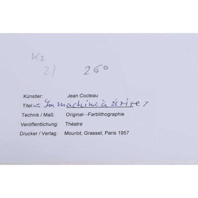 Jean Cocteau Jean Cocteau (French 1889-1963), the Typewriter (La Machine À Écrire), 1957, Color Lithograph For Sale - Image 4 of 4
