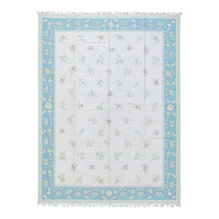 Handmade Indian Dhurrie | Pastel Flatweave Kilim | 12x15 For Sale
