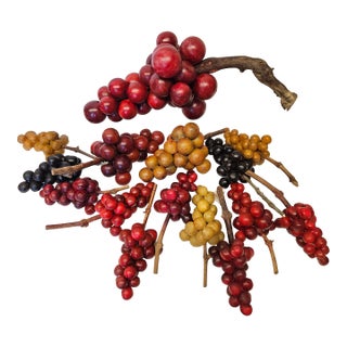 Large Lot of 15 Vintage Italian Stone Grapes Various Sizes and Colors For Sale