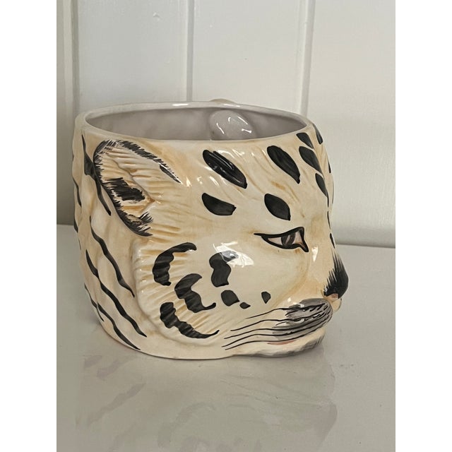 Italian mid century hand painted ceramic Tiger planter. Uniquely hand painted one of a kind ceramic planter made in Italy....