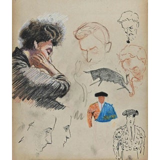 Norbert Meyre, The Figures Sketches, Drawing, Mid 20th-Century For Sale