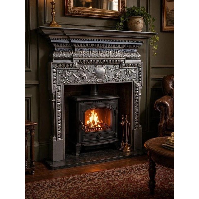 Antique Victorian Cast Iron Fireplace Surround For Sale - Image 11 of 11