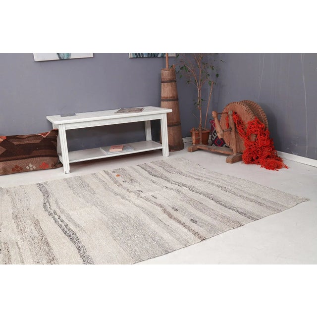 Mid 20th Century Vintage Hemp Modern Kilim Rug For Sale In Los Angeles - Image 6 of 7