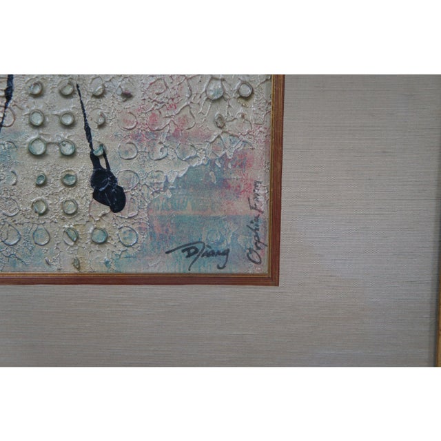 Late 20th Century 2 D. Jiang "Orphia Form" Chinoiserie Sculptural Mixed Media Calligraphy Framed For Sale - Image 5 of 12