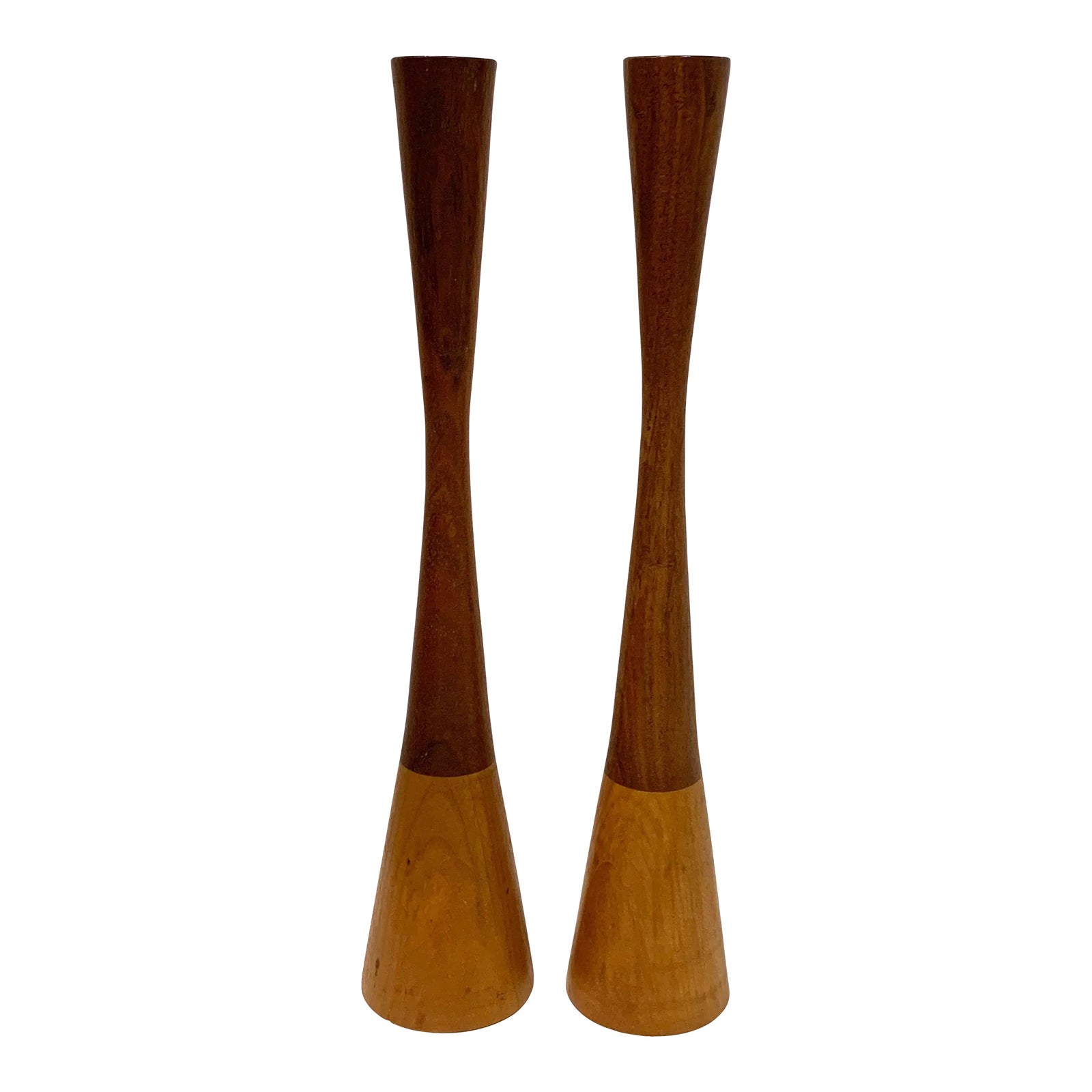 HandTurned Walnut/Maple Candlesticks a Pair Chairish