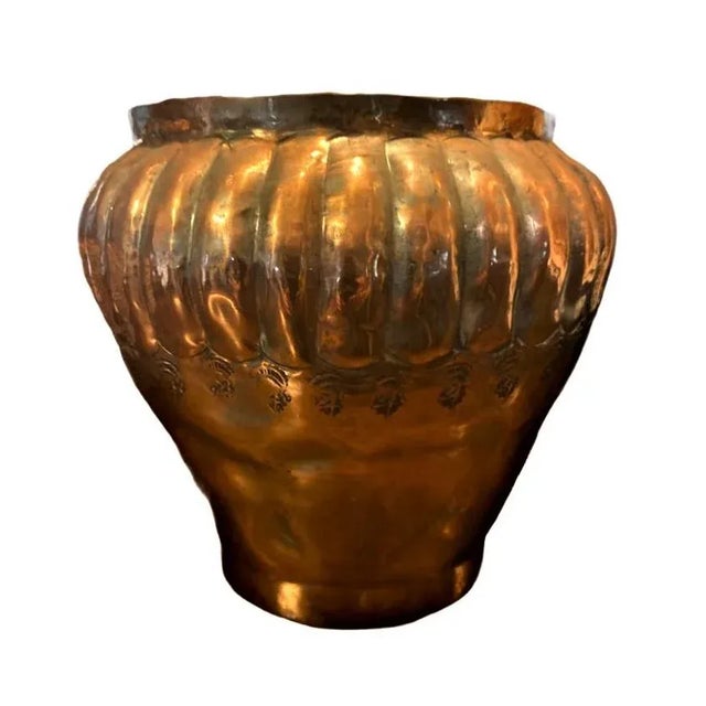 Vintage Egyptian Hammered Copper Wide Mouth Vase - Mid 20th Century For Sale In Saint Louis - Image 6 of 6