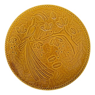 Brown Ceramic Dish with Bird Decoration, France, 1960s For Sale