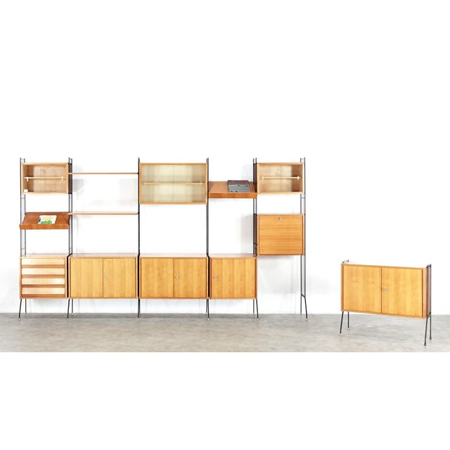1950s Mid-Century Modern German Cherrywood Regal Wall Unit For Sale - Image 5 of 14