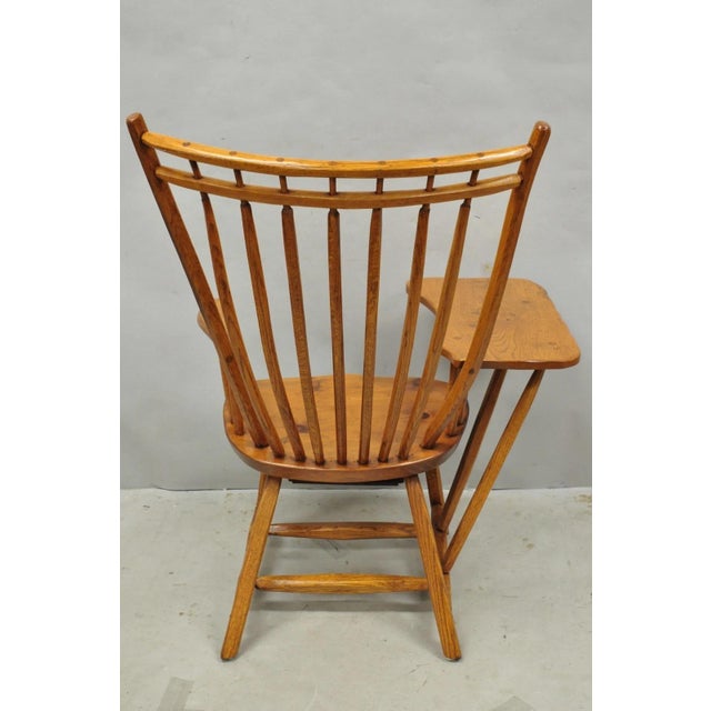 Vintage Hunt Country Furniture Pine Wood Writing Desk Windsor Chair W/ Drawer For Sale - Image 17 of 18
