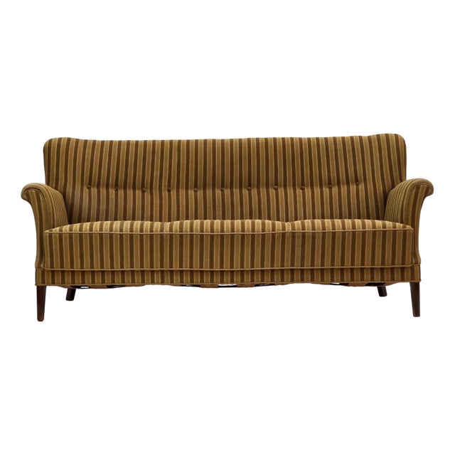 Danish 3-Seater Sofa in Green Wool, 1960s For Sale