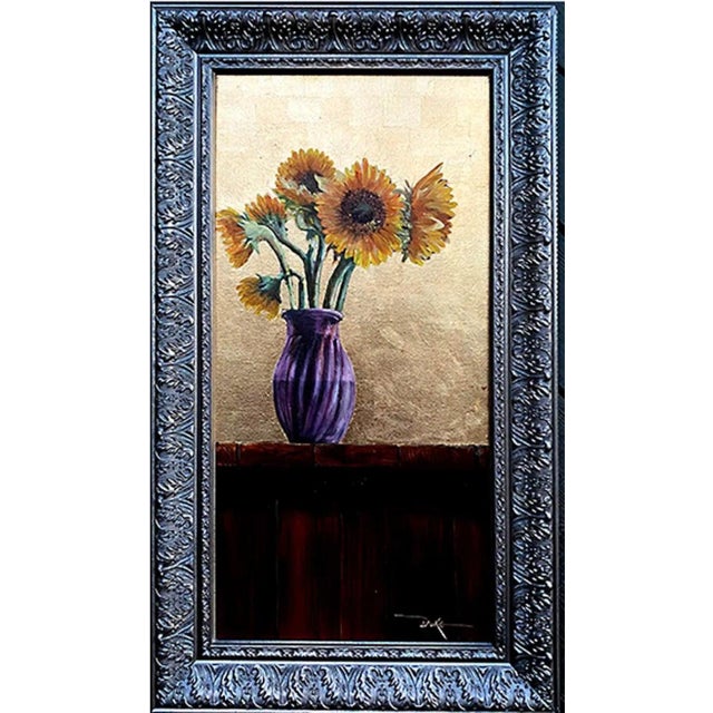 Impressionist Duke Windsor Impressionist Still Life Painting, "Sunflowers Ii" For Sale - Image 3 of 3