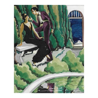1931 Art Deco Courting Couple by Clifford Thompson For Sale