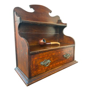 Victorian English Pipe Rack With Drawer, Walnut Wall Shelf, Circa 1865 For Sale
