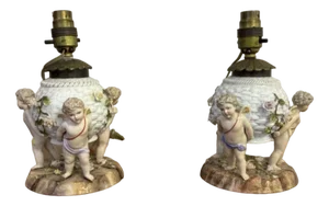 Porcelain Lamps from Sitzendorf, 1900s, Set of 2