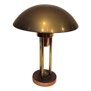 Vintage Art Deco Mushroom Table Lamp in Gilt Brass, 1930s For Sale