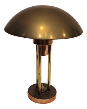 Vintage Art Deco Mushroom Table Lamp in Gilt Brass, 1930s