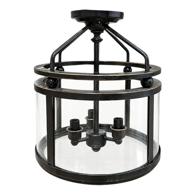 Quoizel Norfolk Industrial Style 3 Light Semi Flush Mount Light For Sale