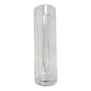 Mid 20th Century 12" Cylinder Shaped Cut Crystal Glass Vase For Sale