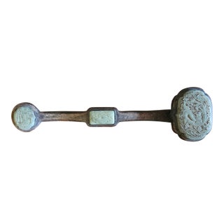 Very Large Antique Chinese Jade Ruyi Scepter, Carved Wood For Sale