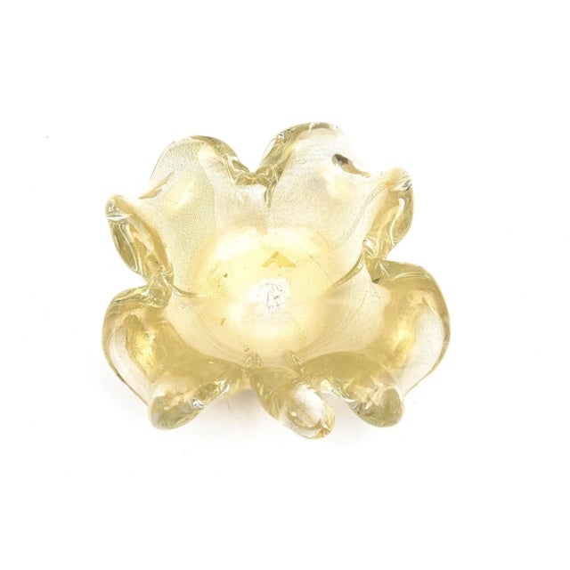 1950s Vintage Murano Gold Aventurine Glass Flower Glass Bowl With Stem, 1950's For Sale - Image 5 of 11