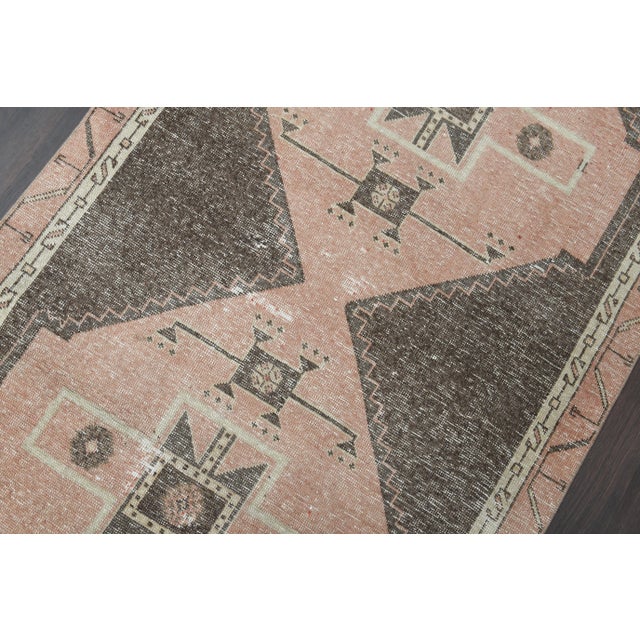 Textile 1970s Turkish Oushak Handmade Wool Cotton Brown Runner Rug For Sale - Image 7 of 11