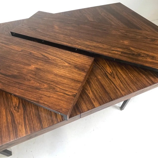 Harvey Probber Rosewood Two Leaf Extension Dining Table Model 819r W. Solid Brass & Mahogany Legs For Sale - Image 9 of 12