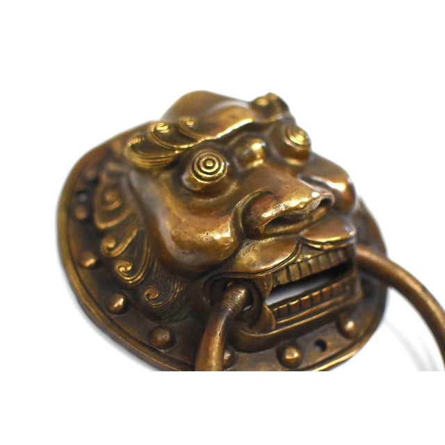 Pair Large Bronze Warriors Door Knockers 8.25" For Sale In Los Angeles - Image 6 of 13