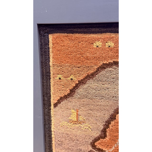 1930's Grenfell Mat – Map of Newfoundland With Whale, Sailing Ship & Coastal Settlements – Framed Textile Art For Sale - Image 9 of 15