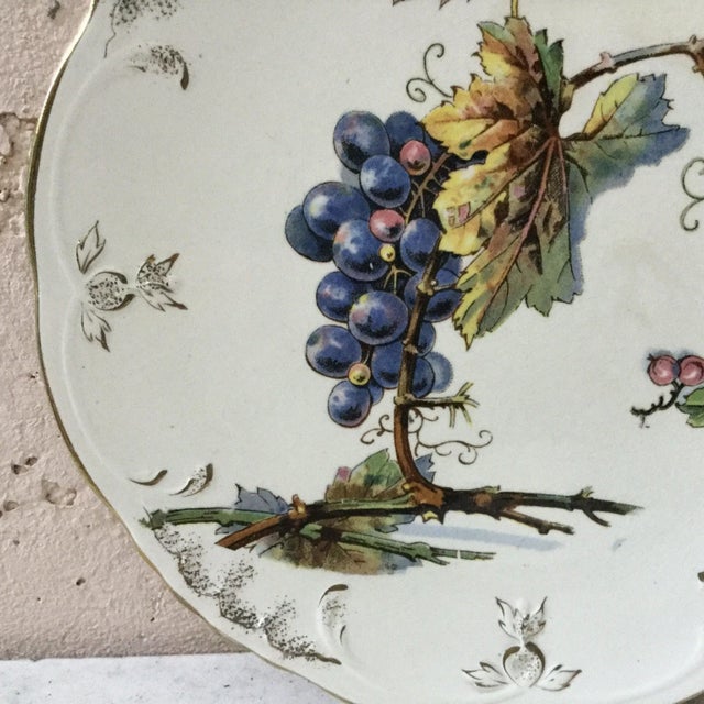 Rustic 1900 Villeroy & Boch Faience Grapes Plate For Sale - Image 3 of 6