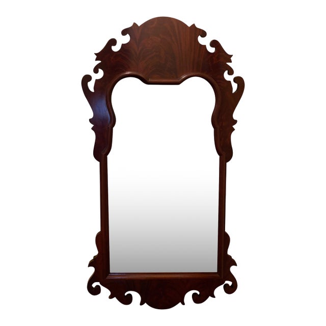 Flame Mahogany Chippendale Shield Mirror For Sale