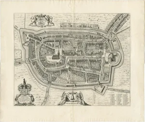 Antique Map of the City of Franeker by Blaeu, 1652
