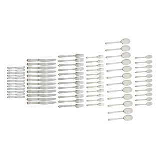 Vintage Silver Flatware Service by Georg Jensen, Mid-20th Century, Set of 72 For Sale