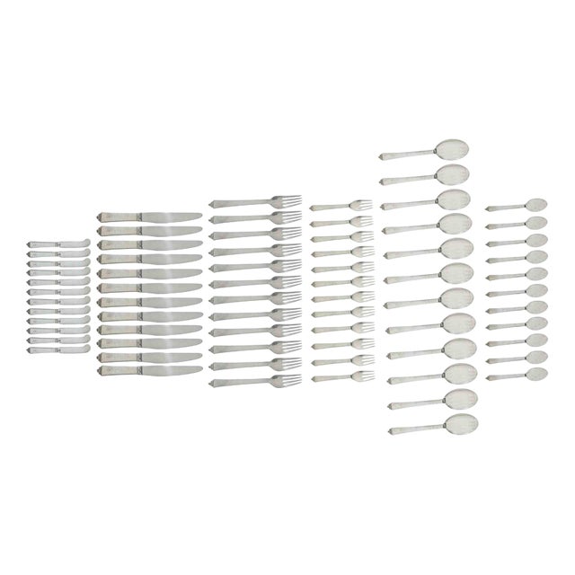 Vintage Silver Flatware Service by Georg Jensen, Mid-20th Century, Set of 72 For Sale