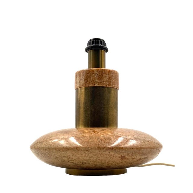 Hollywood Regency Pink Granite and Brass Table Lamp Base, Italy, 1970s For Sale - Image 4 of 18