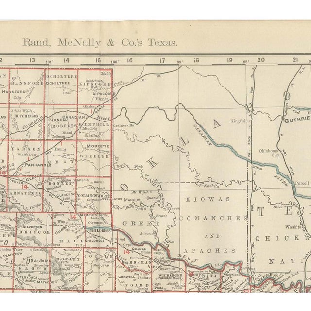 Antique Map of Texa The Lone Star State by Ran McNally, 1899 For Sale - Image 4 of 12