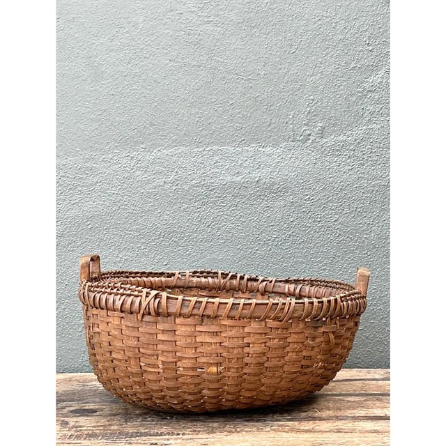 Vintage Shaker Style Rattan Basket For Sale - Image 9 of 12