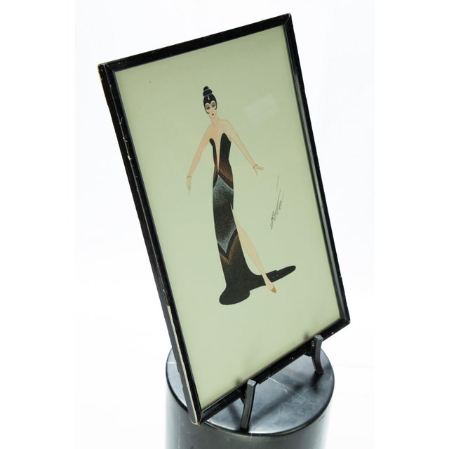 Paper Mid 20th Century Erte' Black Gown For Sale - Image 7 of 10