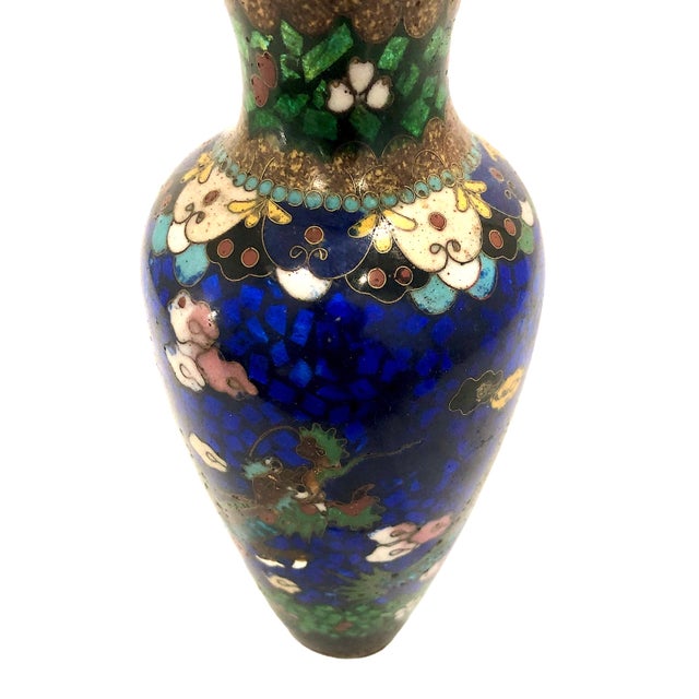Royal Blue Late 19th-Century Japanese Cloisonné Dragon Cabinet Vase For Sale - Image 8 of 14