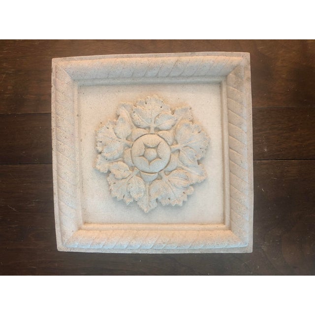 1980s Vintage Floral Concrete Wall Plaques - A Pair For Sale - Image 5 of 10