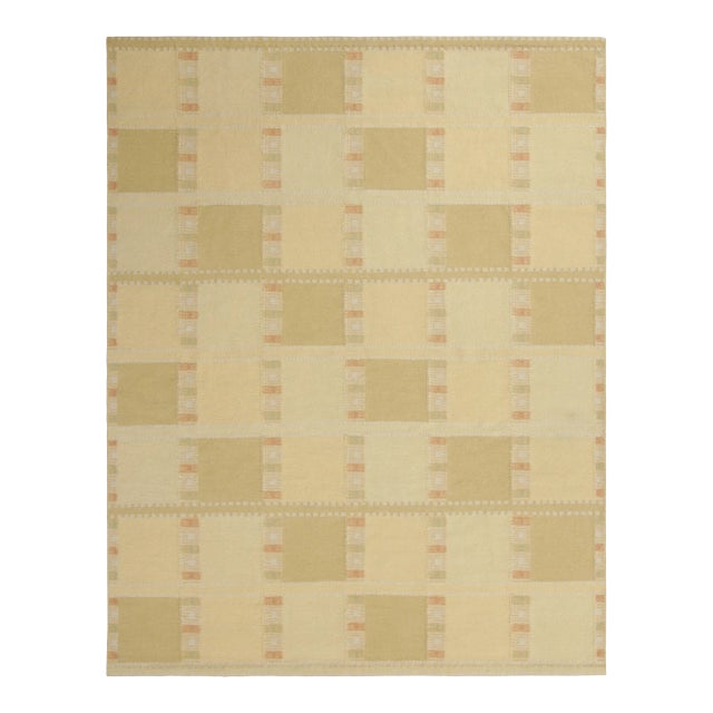 Rug & Kilim’s Scandinavian-Inspired Rug, Beige-Cream With Square Geometric Patterns For Sale