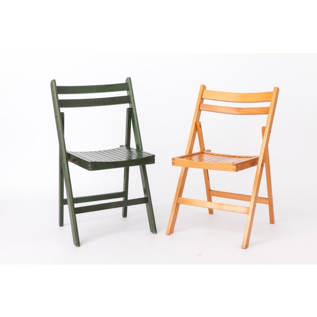 Mid-Century Modern German Green Beech Folding Chairs, 1960s, Set of 4 For Sale - Image 9 of 10