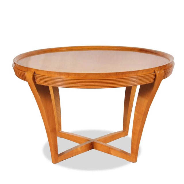 Camel Vintage French Art Deco Satinwood Cocktail Table, 1940s For Sale - Image 8 of 8