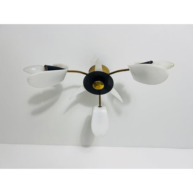 Italian Midcentury Brass 3-Arm Sputnik Chandelier, 1950s For Sale - Image 6 of 11