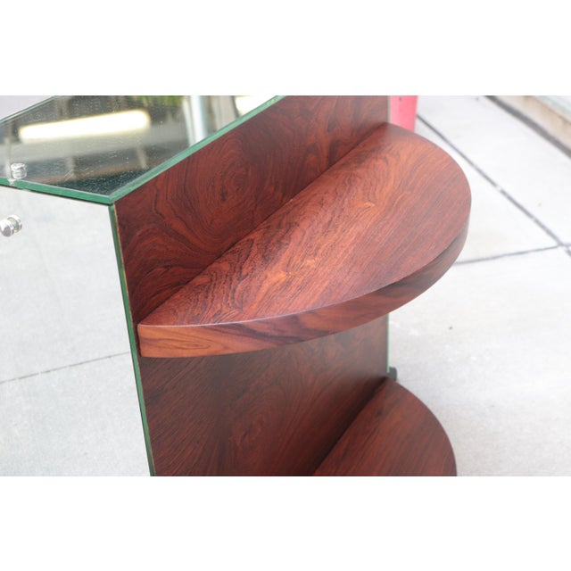 1930s French Art Deco Mahogany and Mirror Side Table, France Ca. 1930 For Sale - Image 5 of 7
