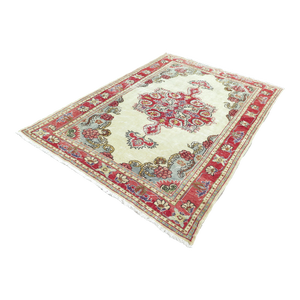 Mid 20th Century Vintage Turkish Oushak Carpet Distressed Area Rug