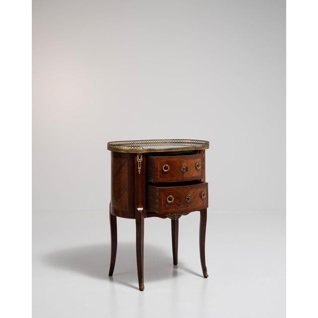 19th Century France Rich Mahogany Petite Marble-Top Side Table For Sale - Image 4 of 11