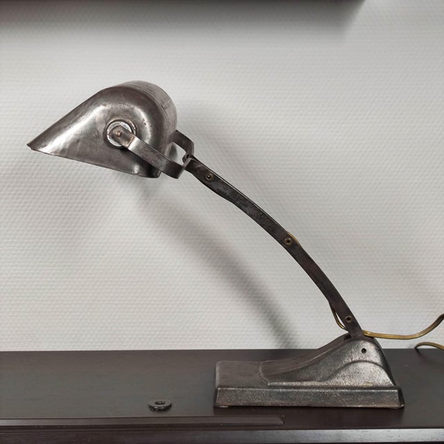 Art Deco 1940s Brutalist Design Professional Mid-Century French Industrial Desk Lamp by Niam For Sale - Image 3 of 9